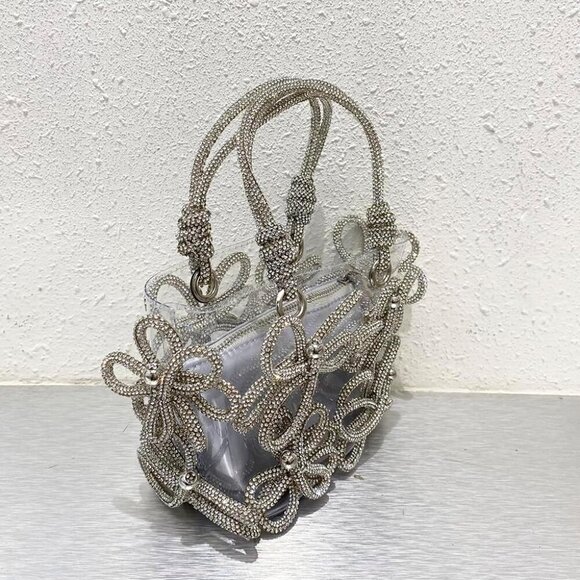 Clear Rhinestone Handbag for Women Crystal Evening Purses with Handle Glitter Ha - Picture 5 of 6